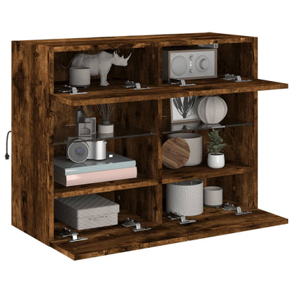 Tv-Wandmeubel Met Led-Verlichting 78,5X30X60,5 Cm 1 78.5 x 30 x 60.5 cm Gerookt eiken