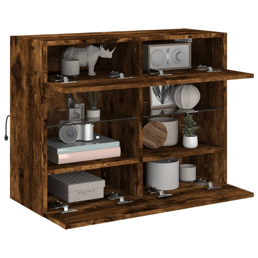 Tv-Wandmeubel Met Led-Verlichting 78,5X30X60,5 Cm 1 78.5 x 30 x 60.5 cm Gerookt eiken