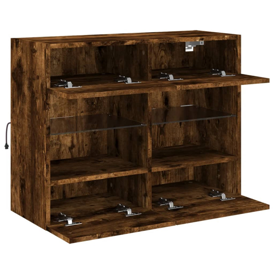 Tv-Wandmeubel Met Led-Verlichting 78,5X30X60,5 Cm 1 78.5 x 30 x 60.5 cm Gerookt eiken