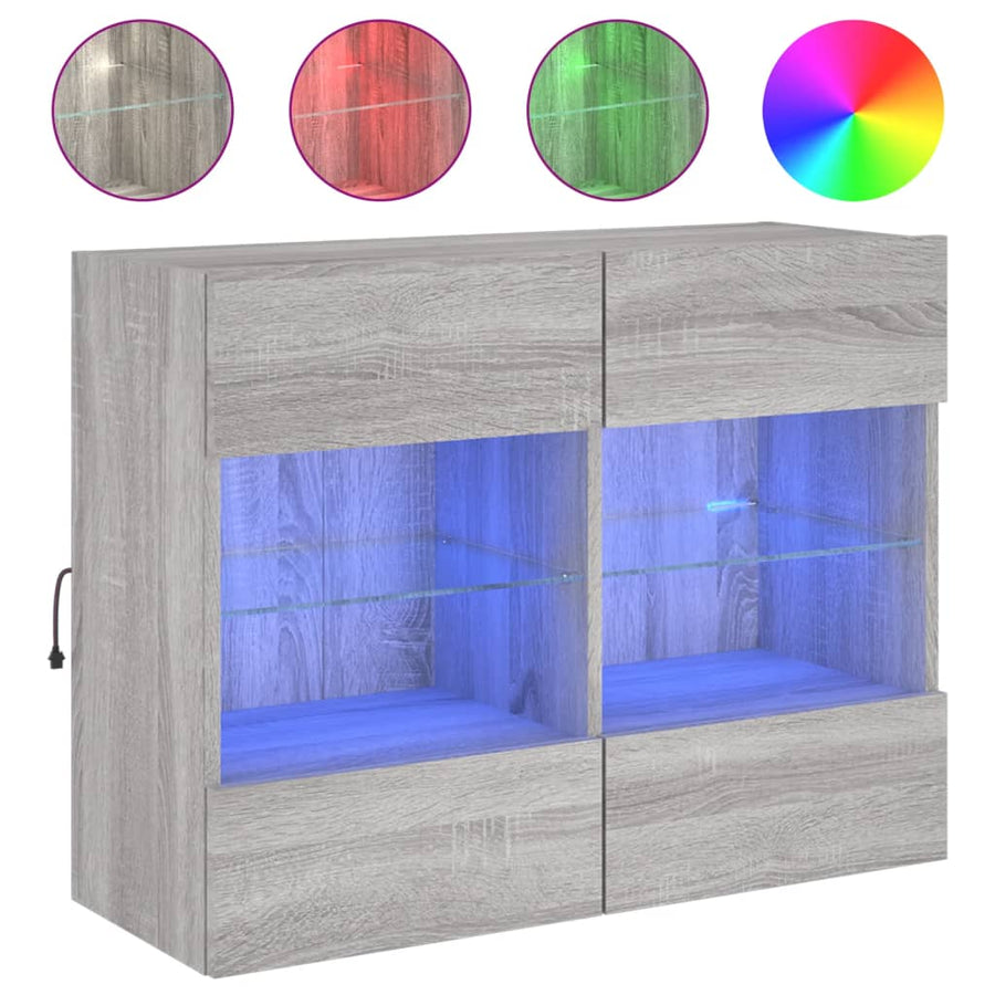 Tv-Wandmeubel Met Led-Verlichting 78,5X30X60,5 Cm 1 78.5 x 30 x 60.5 cm Grijs sonoma
