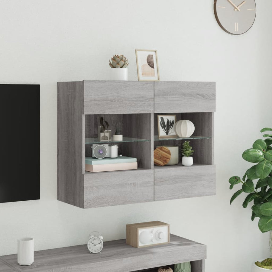 Tv-Wandmeubel Met Led-Verlichting 78,5X30X60,5 Cm 1 78.5 x 30 x 60.5 cm Grijs sonoma
