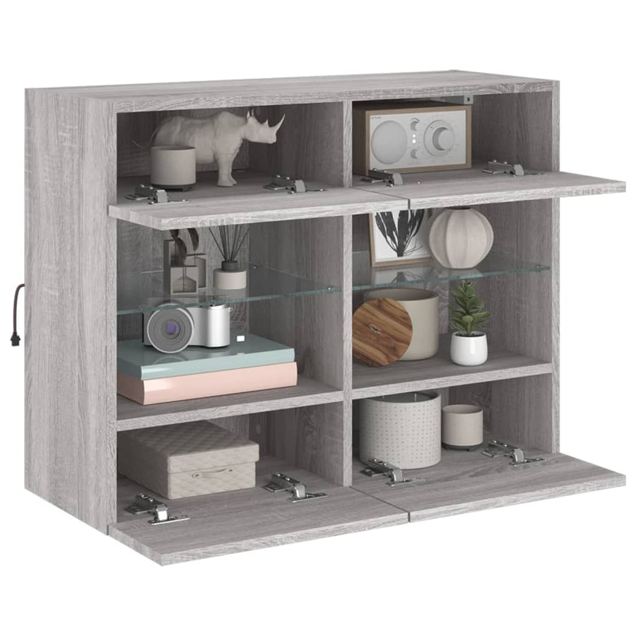 Tv-Wandmeubel Met Led-Verlichting 78,5X30X60,5 Cm 1 78.5 x 30 x 60.5 cm Grijs sonoma