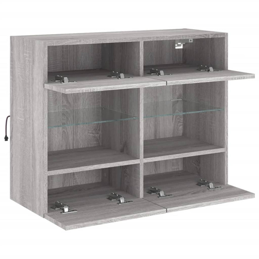 Tv-Wandmeubel Met Led-Verlichting 78,5X30X60,5 Cm 1 78.5 x 30 x 60.5 cm Grijs sonoma
