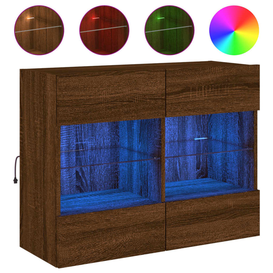 Tv-Wandmeubel Met Led 78,5X30X60,5 Cm Bruineikenkleurig 1 78.5 x 30 x 60.5 cm bruin eikenkleur