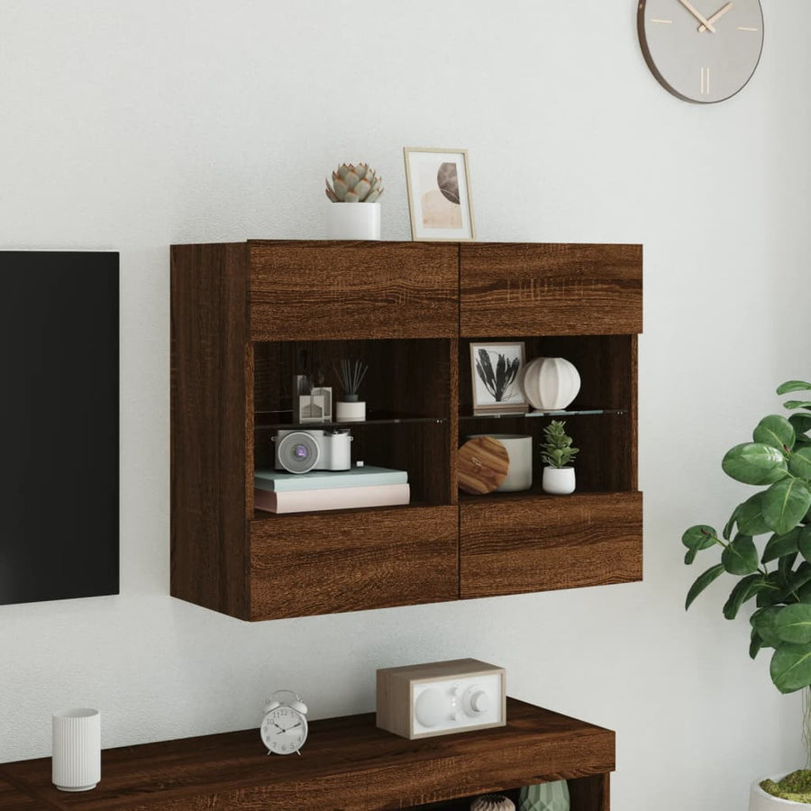 Tv-Wandmeubel Met Led 78,5X30X60,5 Cm Bruineikenkleurig 1 78.5 x 30 x 60.5 cm bruin eikenkleur