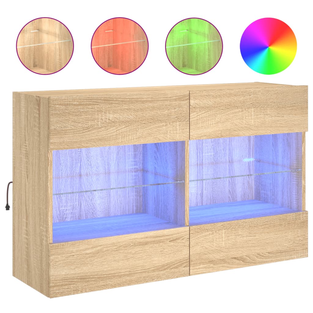Tv-Wandmeubel Met Led-Verlichting 98,5X30X60,5 Cm 1 98.5 x 30 x 60.5 cm Sonoma eiken