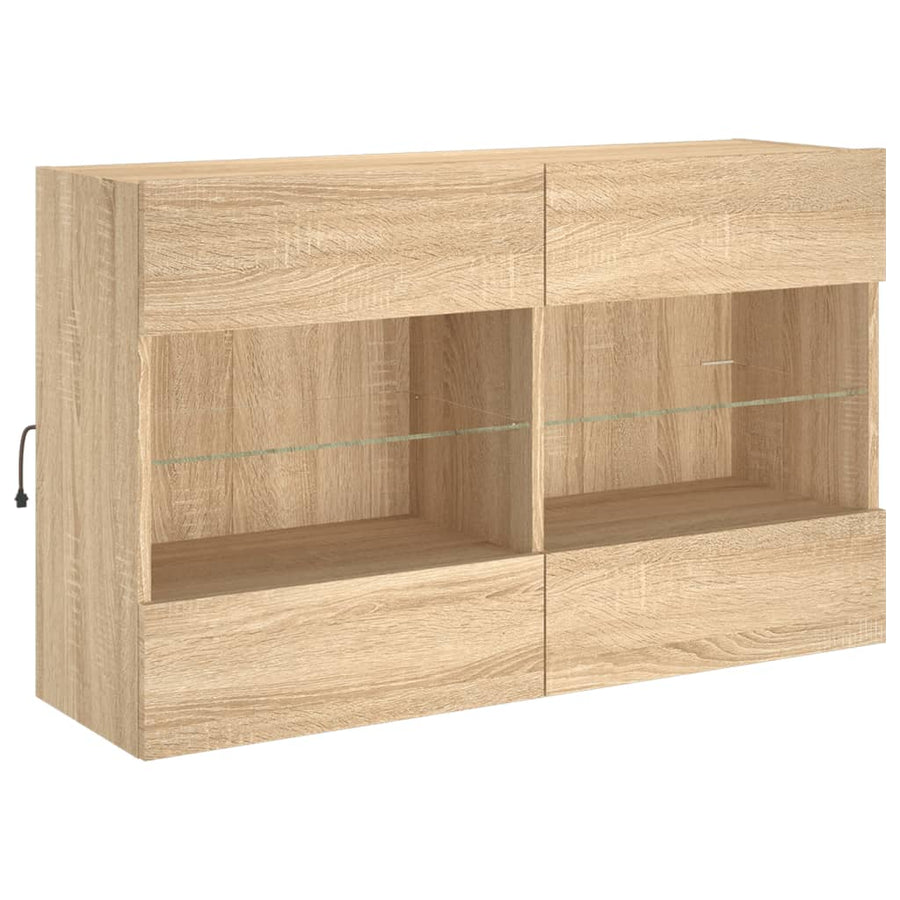 Tv-Wandmeubel Met Led-Verlichting 98,5X30X60,5 Cm 1 98.5 x 30 x 60.5 cm Sonoma eiken