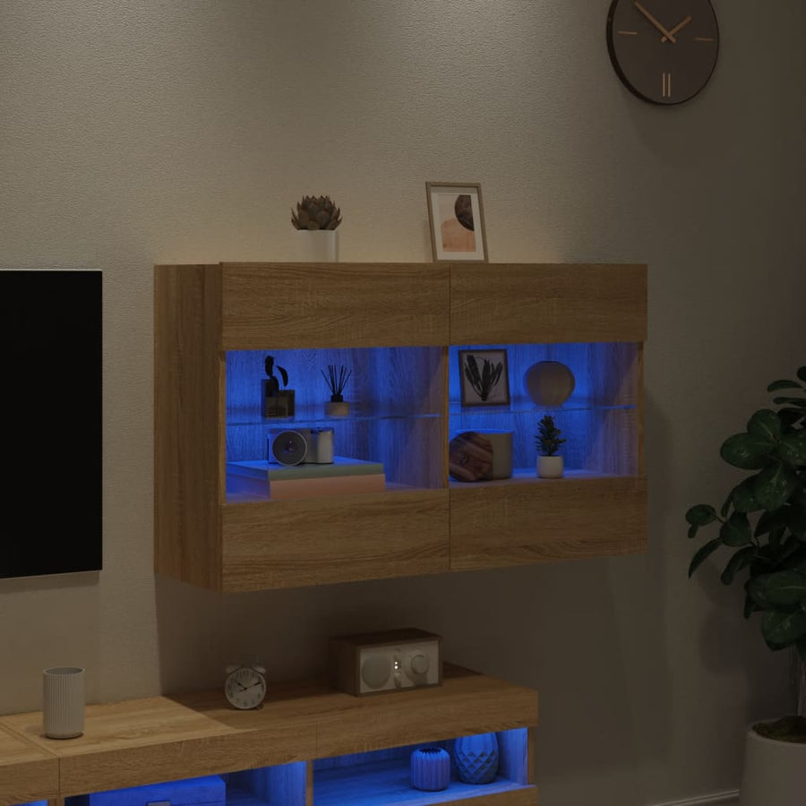Tv-Wandmeubel Met Led-Verlichting 98,5X30X60,5 Cm 1 98.5 x 30 x 60.5 cm Sonoma eiken