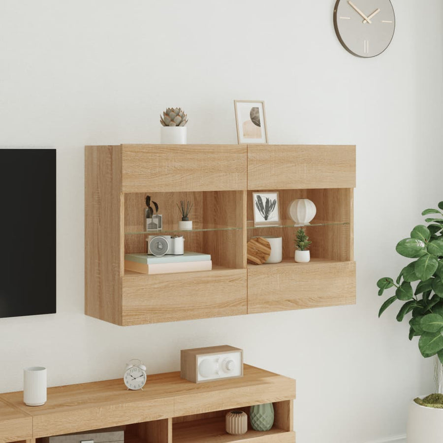 Tv-Wandmeubel Met Led-Verlichting 98,5X30X60,5 Cm 1 98.5 x 30 x 60.5 cm Sonoma eiken