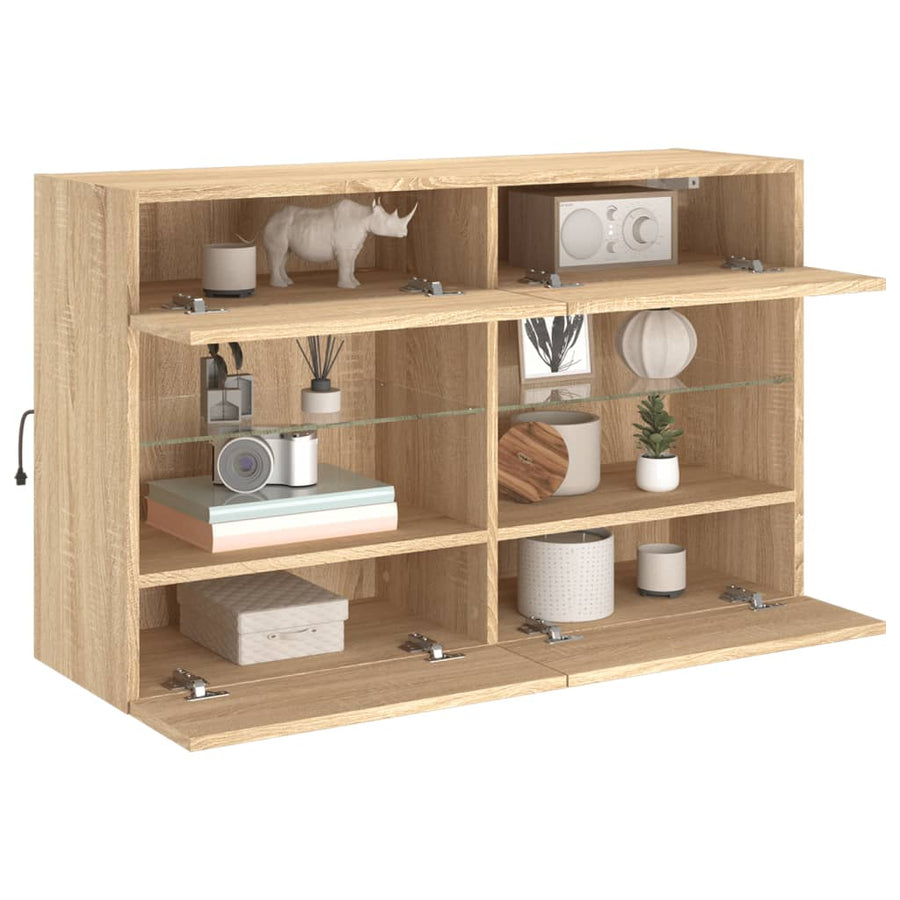 Tv-Wandmeubel Met Led-Verlichting 98,5X30X60,5 Cm 1 98.5 x 30 x 60.5 cm Sonoma eiken