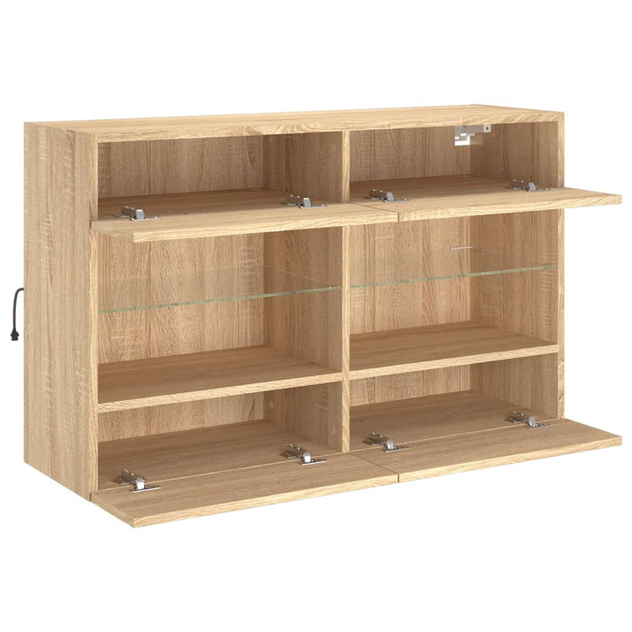Tv-Wandmeubel Met Led-Verlichting 98,5X30X60,5 Cm 1 98.5 x 30 x 60.5 cm Sonoma eiken
