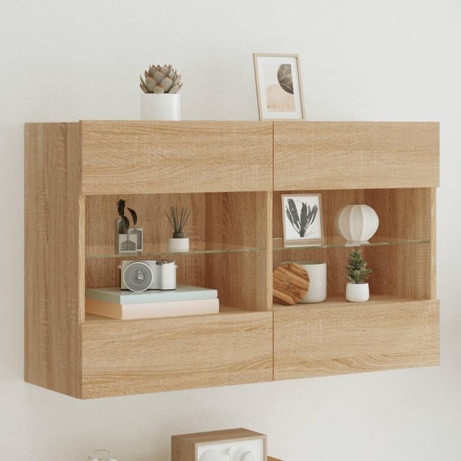 Tv-Wandmeubel Met Led-Verlichting 98,5X30X60,5 Cm 1 98.5 x 30 x 60.5 cm Sonoma eiken