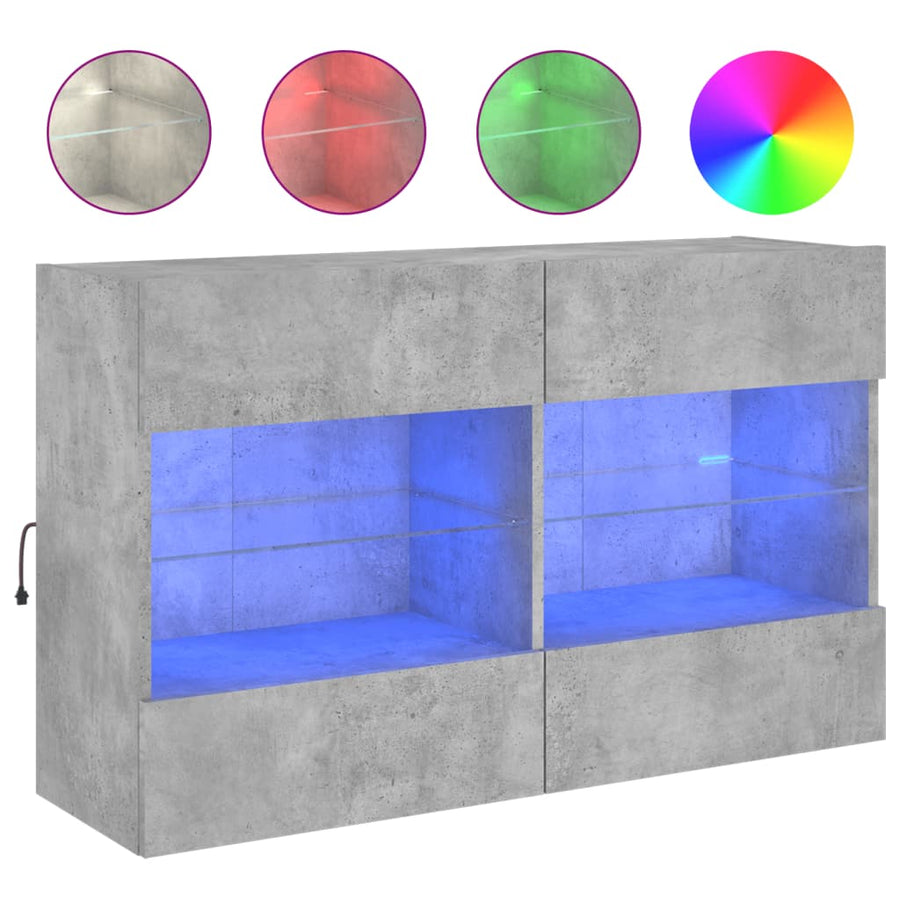 Tv-Wandmeubel Met Led-Verlichting 98,5X30X60,5 Cm 1 98.5 x 30 x 60.5 cm Betongrijs