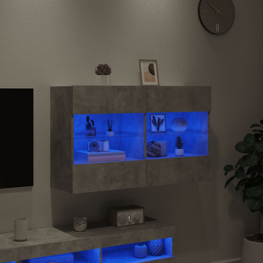 Tv-Wandmeubel Met Led-Verlichting 98,5X30X60,5 Cm 1 98.5 x 30 x 60.5 cm Betongrijs