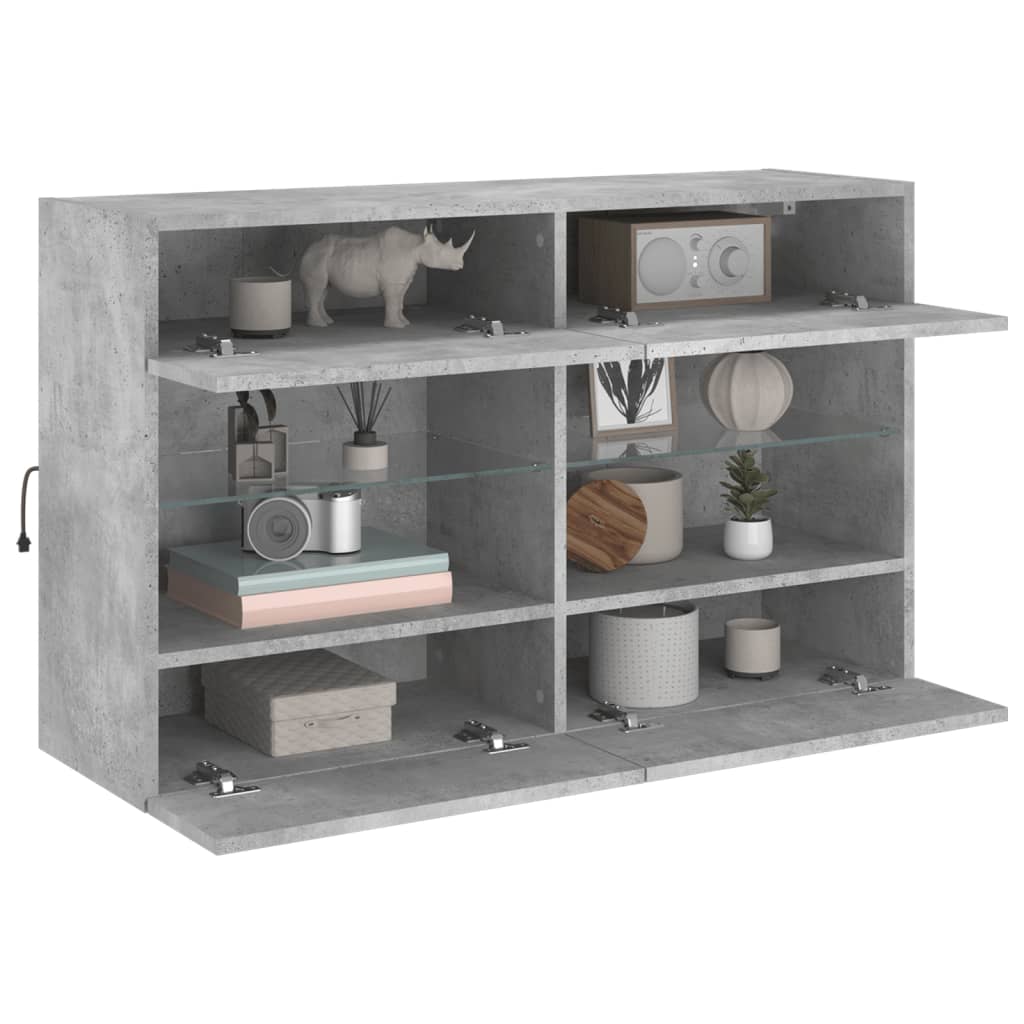 Tv-Wandmeubel Met Led-Verlichting 98,5X30X60,5 Cm 1 98.5 x 30 x 60.5 cm Betongrijs