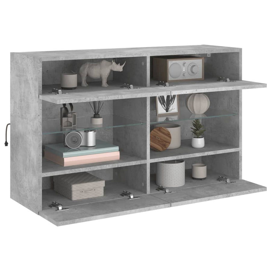 Tv-Wandmeubel Met Led-Verlichting 98,5X30X60,5 Cm 1 98.5 x 30 x 60.5 cm Betongrijs