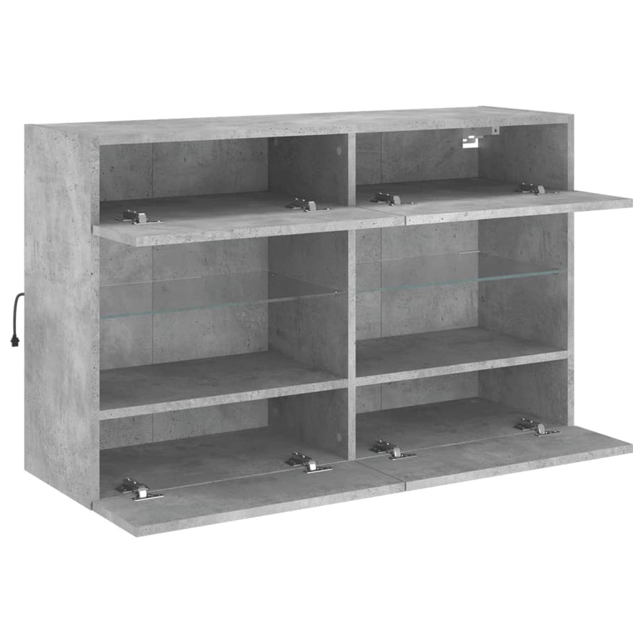 Tv-Wandmeubel Met Led-Verlichting 98,5X30X60,5 Cm 1 98.5 x 30 x 60.5 cm Betongrijs