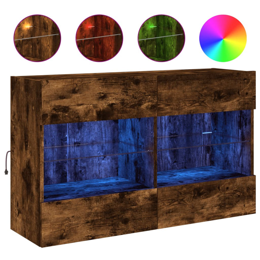 Tv-Wandmeubel Met Led-Verlichting 98,5X30X60,5 Cm 1 98.5 x 30 x 60.5 cm Gerookt eiken