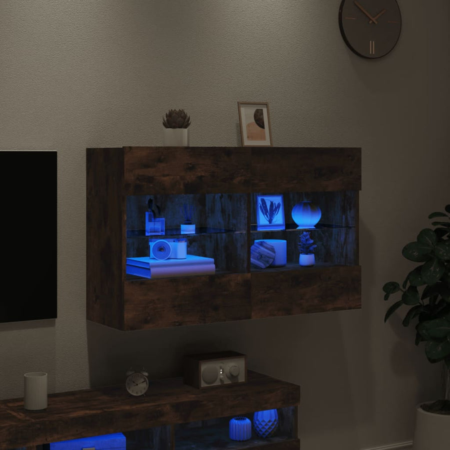 Tv-Wandmeubel Met Led-Verlichting 98,5X30X60,5 Cm 1 98.5 x 30 x 60.5 cm Gerookt eiken