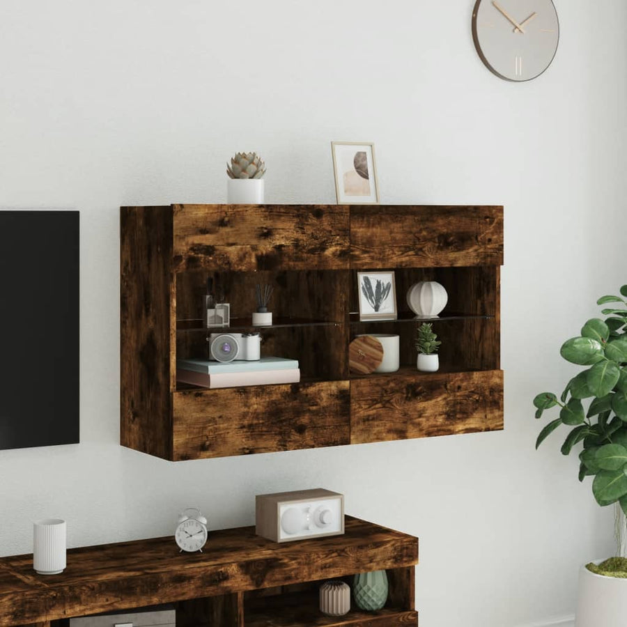 Tv-Wandmeubel Met Led-Verlichting 98,5X30X60,5 Cm 1 98.5 x 30 x 60.5 cm Gerookt eiken