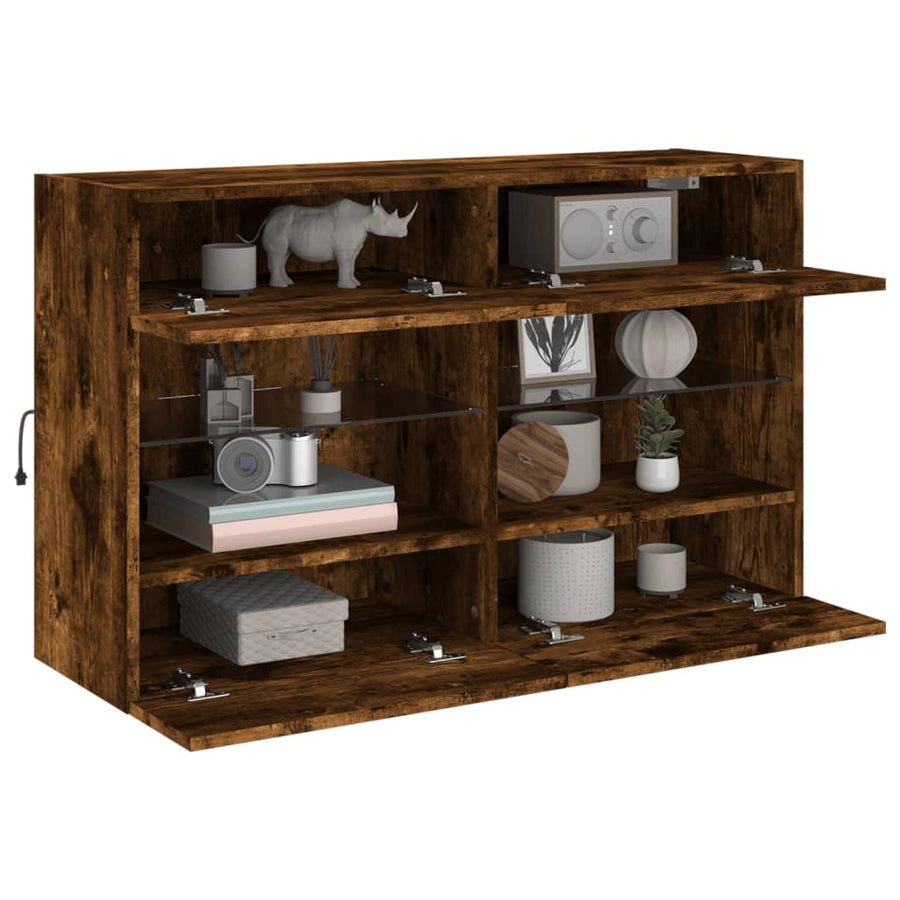 Tv-Wandmeubel Met Led-Verlichting 98,5X30X60,5 Cm 1 98.5 x 30 x 60.5 cm Gerookt eiken