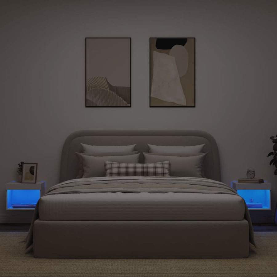 Nachtkastjes Met Led's 2 St Wandgemonteerd Wit