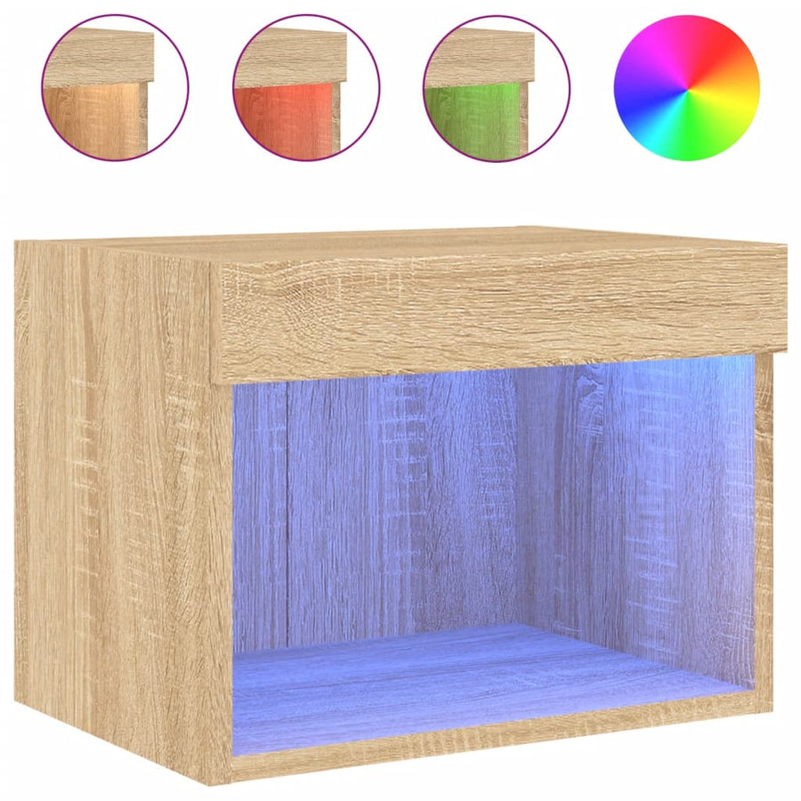 Nachtkastje Met Led's Wandgemonteerd Sonoma Eikenkleurig