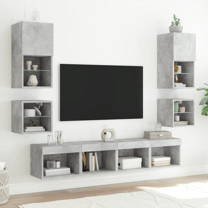 Nachtkastjes Met Led's 2 St Wandgemonteerd Betongrijs