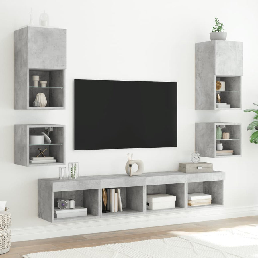 Nachtkastjes Met Led's 2 St Wandgemonteerd Betongrijs
