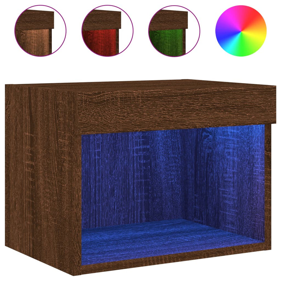 Nachtkastjes Met Led's 2 St Wandgemonteerd Bruineikenkleurig