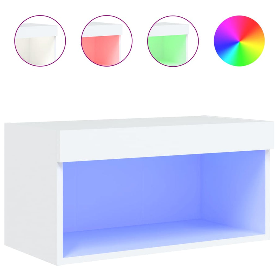 Tv-Meubel Met Led-Verlichting 60X30X30 Cm Wit
