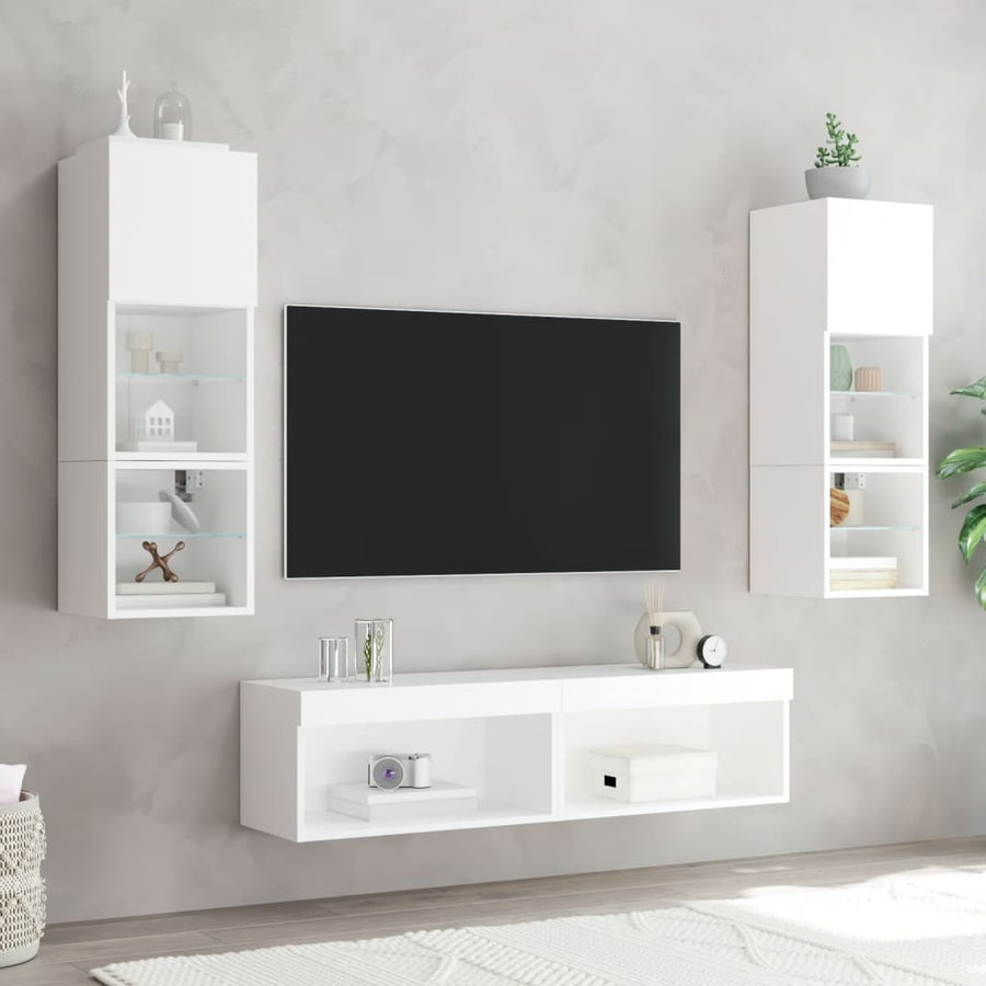 Tv-Meubel Met Led-Verlichting 60X30X30 Cm Wit