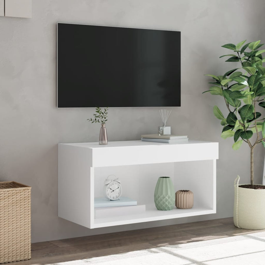 Tv-Meubel Met Led-Verlichting 60X30X30 Cm Wit
