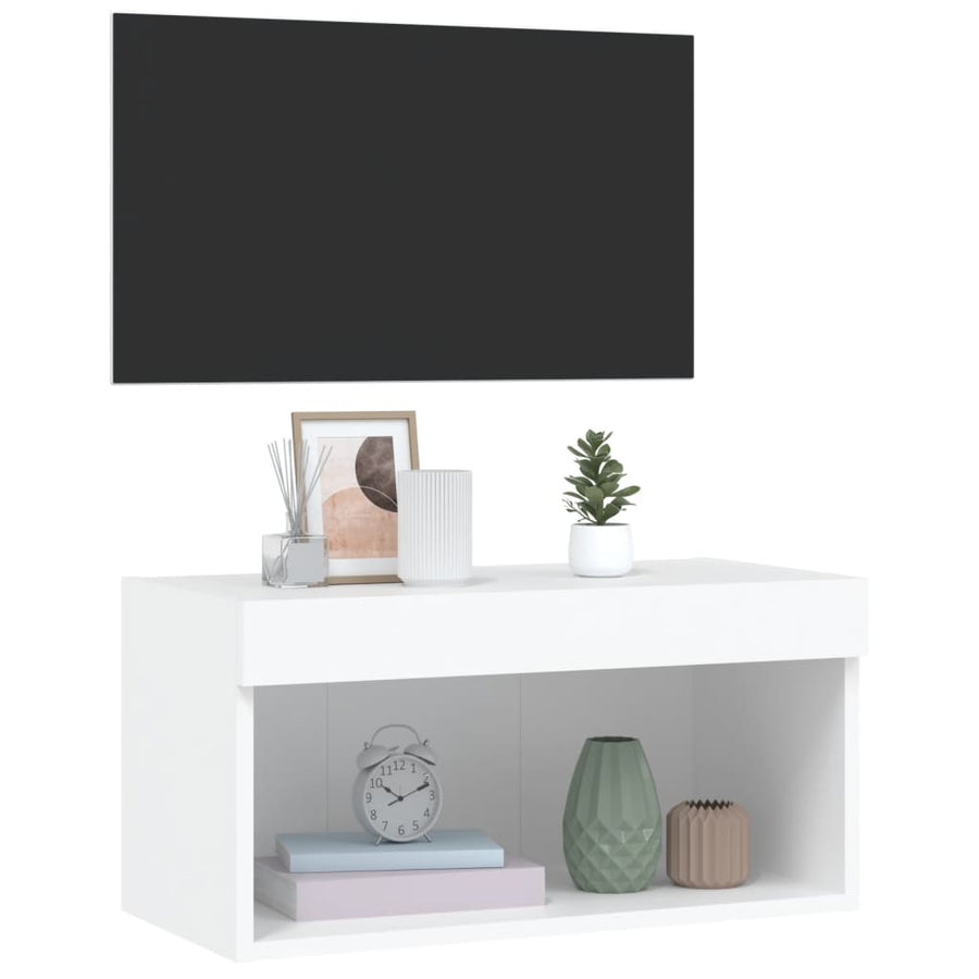 Tv-Meubel Met Led-Verlichting 60X30X30 Cm Wit