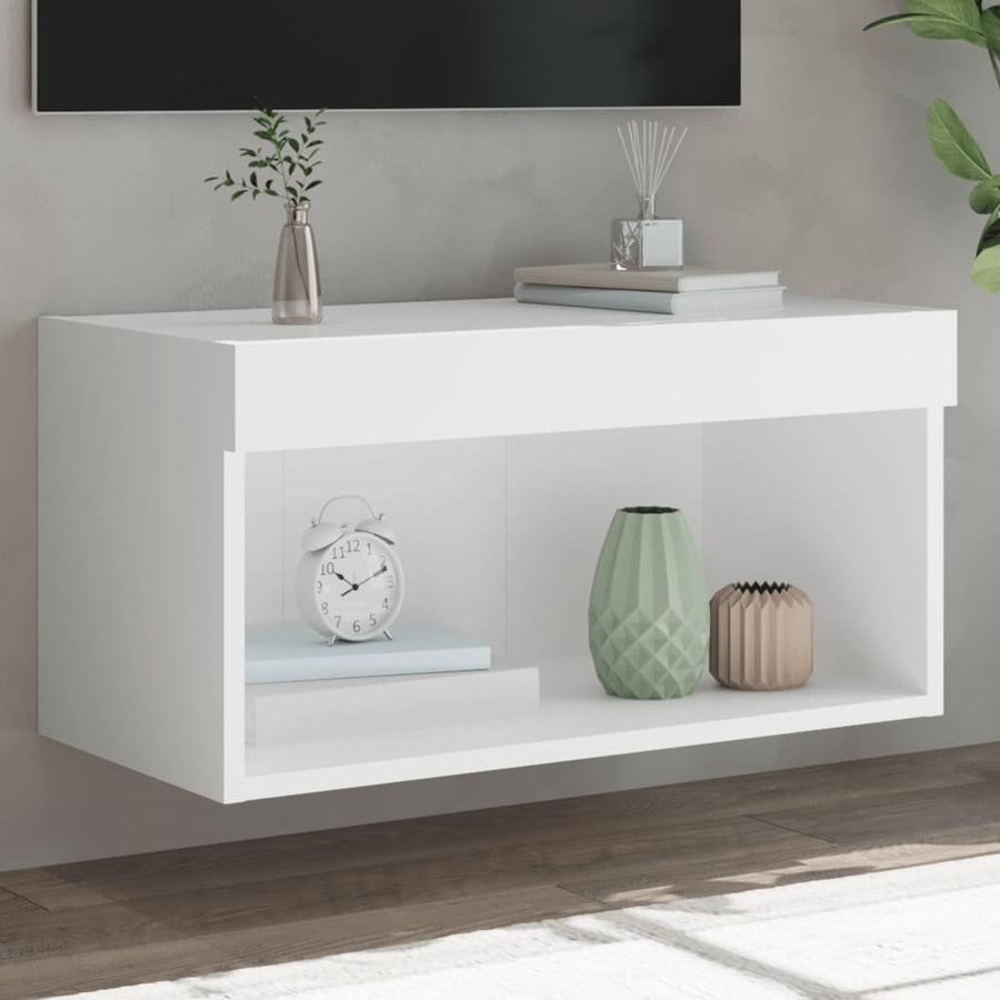 Tv-Meubel Met Led-Verlichting 60X30X30 Cm Wit