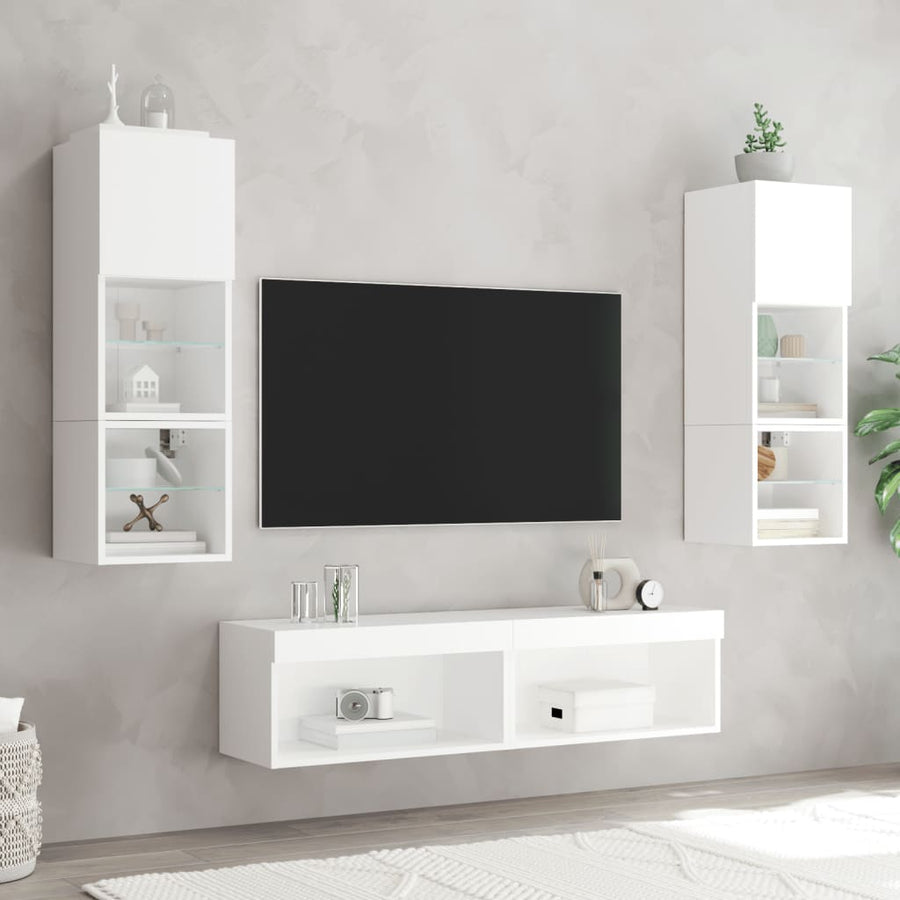 Tv-Meubels Met Led-Verlichting 2 St 60X30X30 Cm Wit