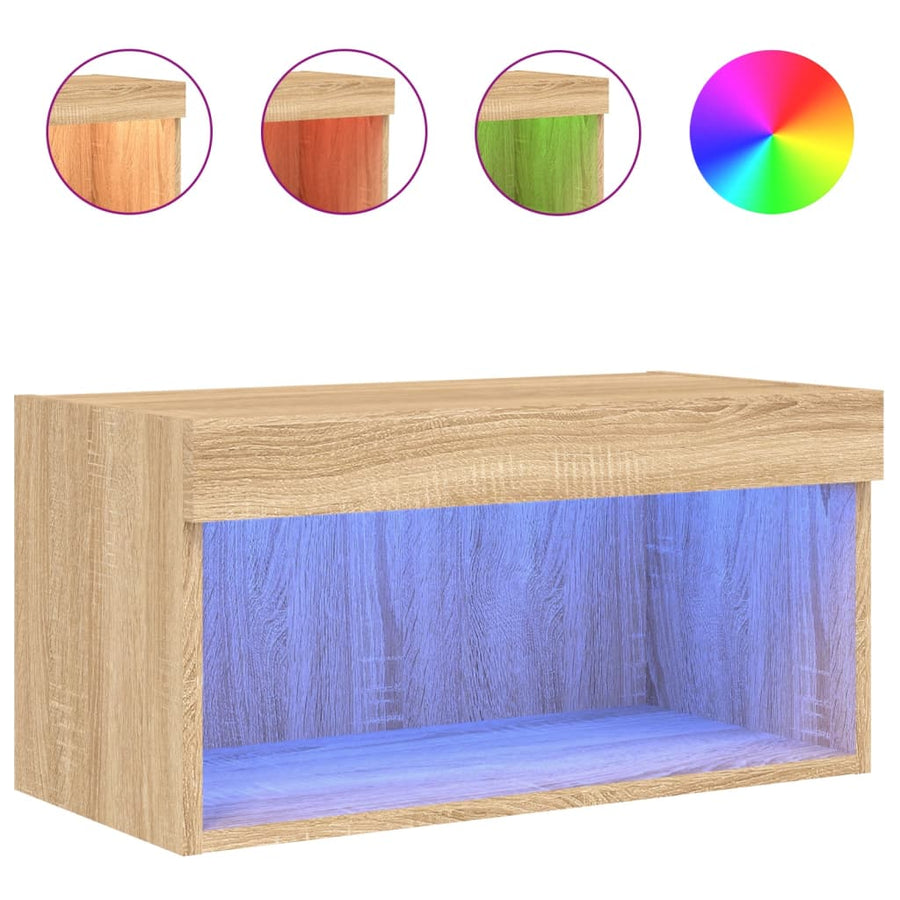 Tv-Meubel Met Led-Verlichting 60X30X30 Cm Sonoma Eikenkleurig