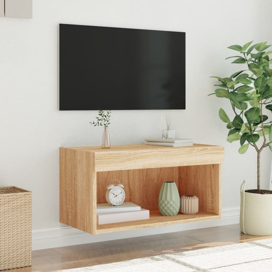 Tv-Meubel Met Led-Verlichting 60X30X30 Cm Sonoma Eikenkleurig