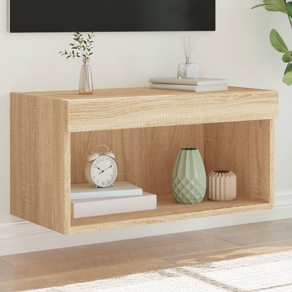 Tv-Meubel Met Led-Verlichting 60X30X30 Cm Sonoma Eikenkleurig