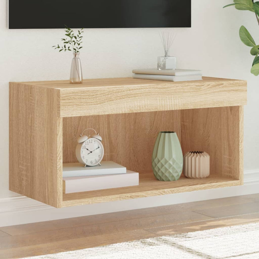 Tv-Meubel Met Led-Verlichting 60X30X30 Cm Sonoma Eikenkleurig