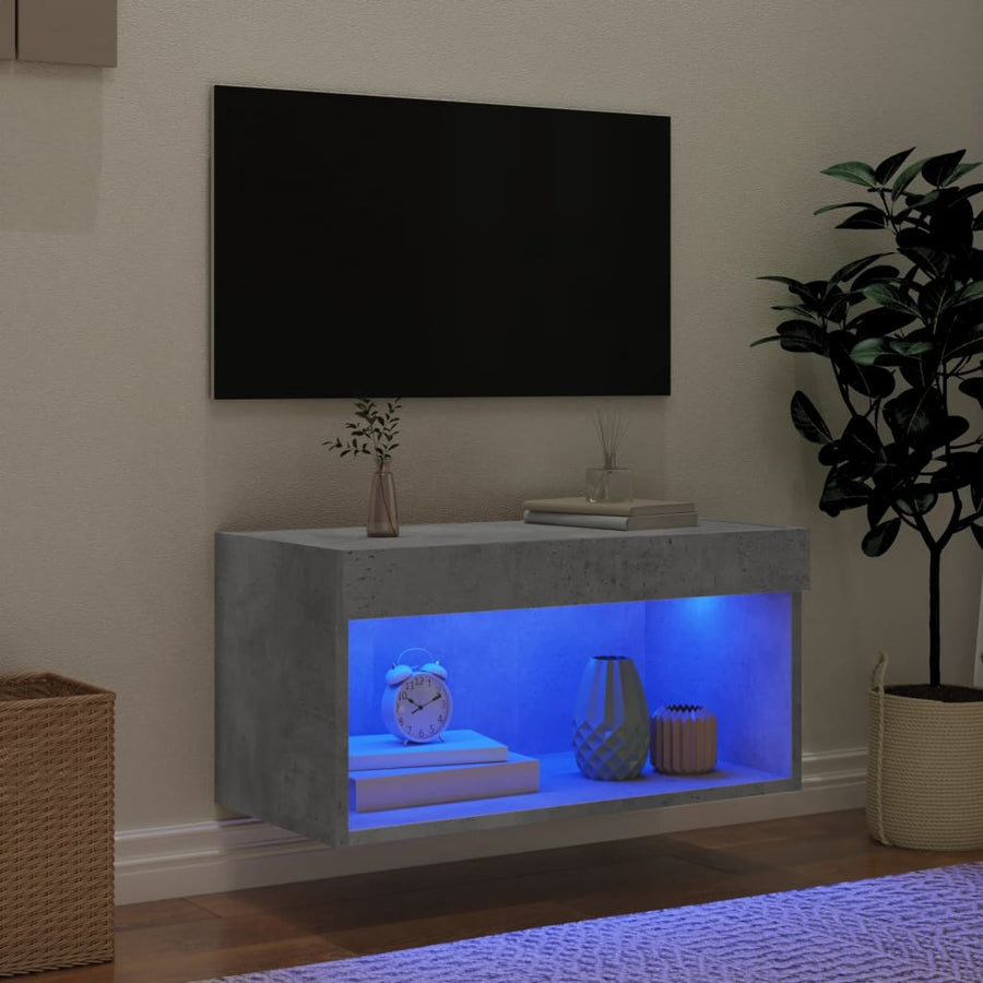 Tv-Meubel Met Led-Verlichting 60X30X30 Cm 1 60 cm Betongrijs