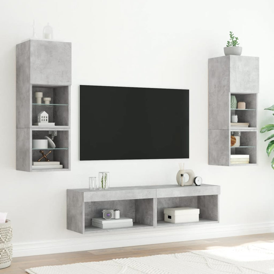 Tv-Meubel Met Led-Verlichting 60X30X30 Cm 1 60 cm Betongrijs