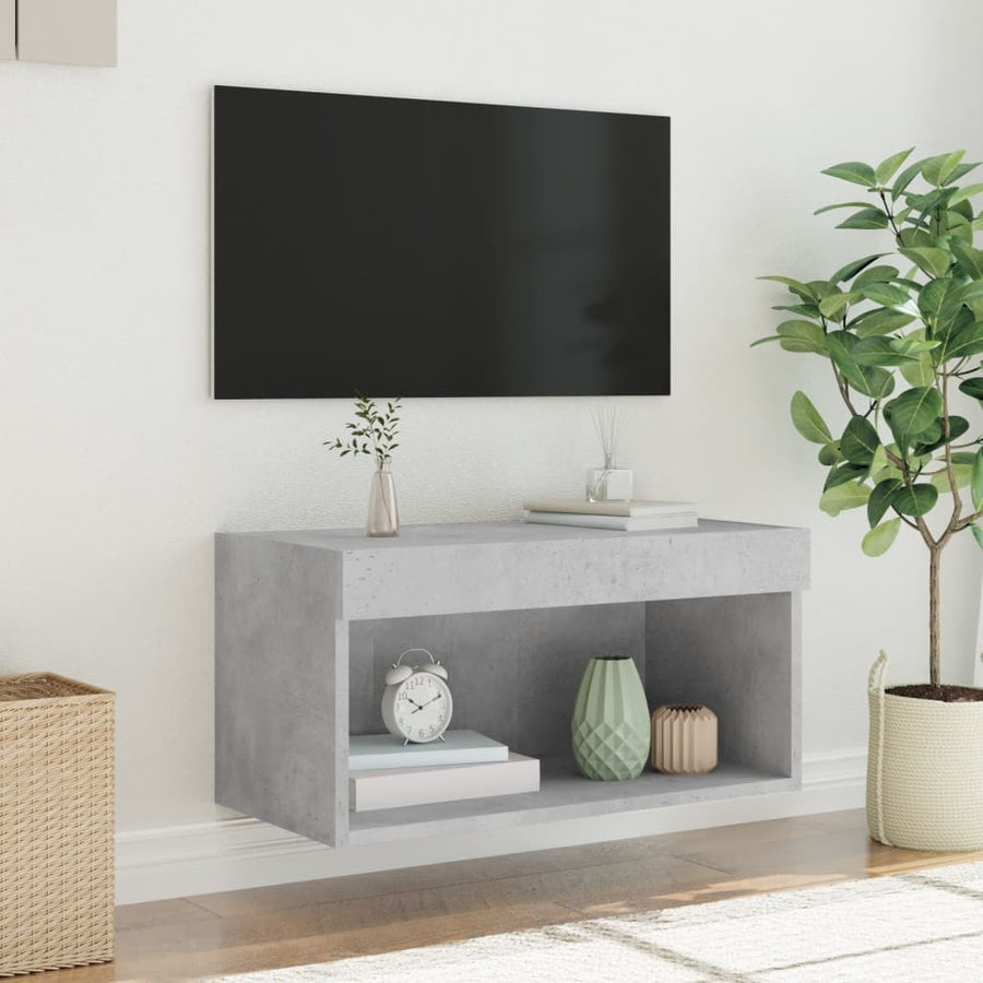 Tv-Meubel Met Led-Verlichting 60X30X30 Cm 1 60 cm Betongrijs