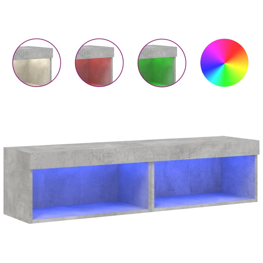 Tv-Meubels Met Led-Verlichting 2 60 x 30 x 30 cm Betongrijs