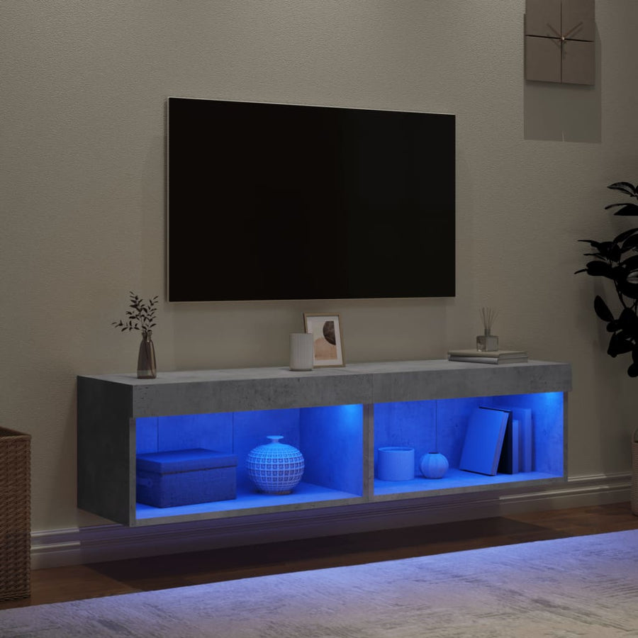 Tv-Meubels Met Led-Verlichting 2 60 x 30 x 30 cm Betongrijs