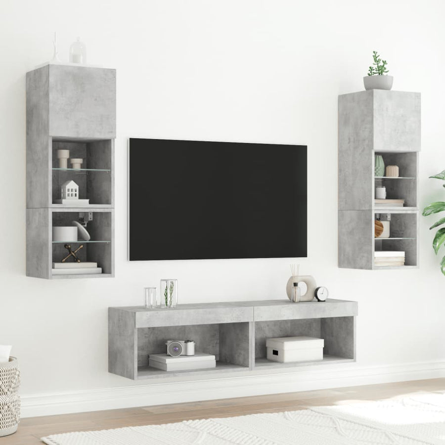 Tv-Meubels Met Led-Verlichting 2 60 x 30 x 30 cm Betongrijs