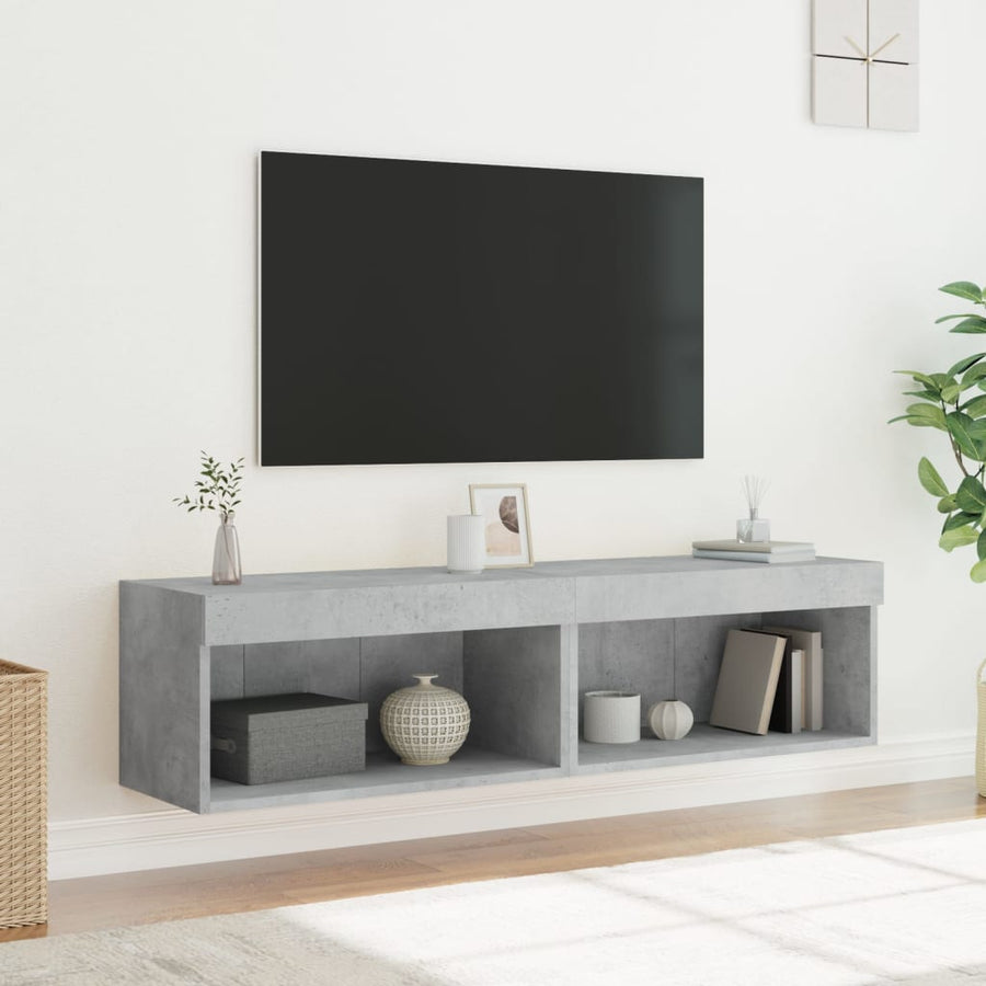Tv-Meubels Met Led-Verlichting 2 60 x 30 x 30 cm Betongrijs