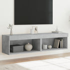 Tv-meubel 60x30x30 cm betongrijs met LED (2 st)