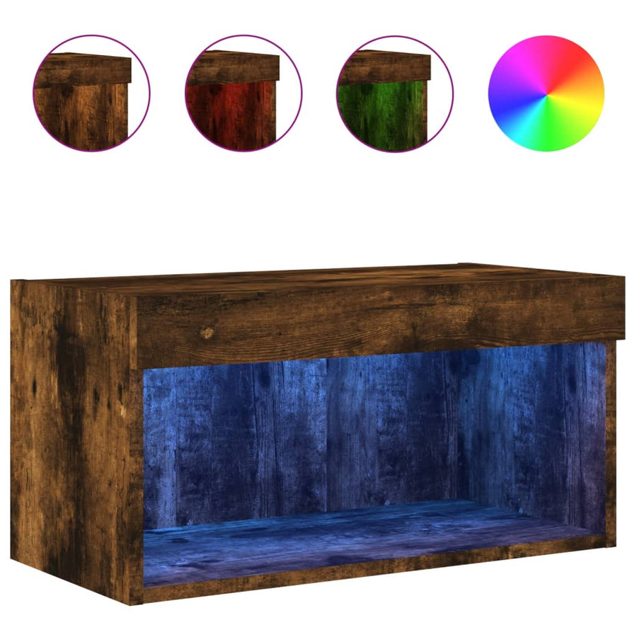 Tv-Meubel Met Led-Verlichting 60X30X30 Cm Gerookt Eikenkleurig