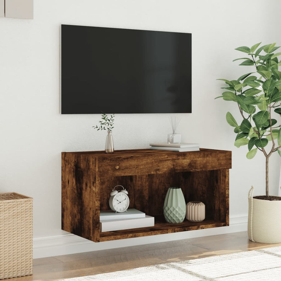 Tv-Meubel Met Led-Verlichting 60X30X30 Cm Gerookt Eikenkleurig